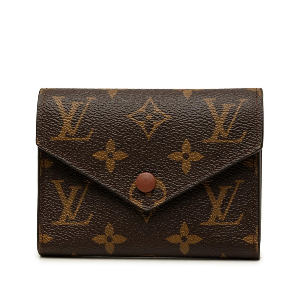 Louis Vuitton Monogram Portefeuille Victorine Tri-fold Wallet M62472 Brown Le...